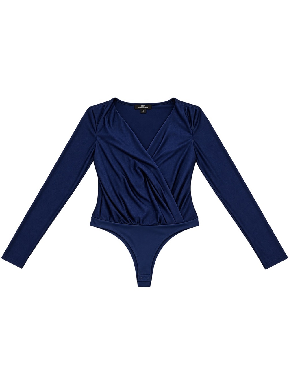 Navy Long-Sleeve Wrap Bodysuit NWT
